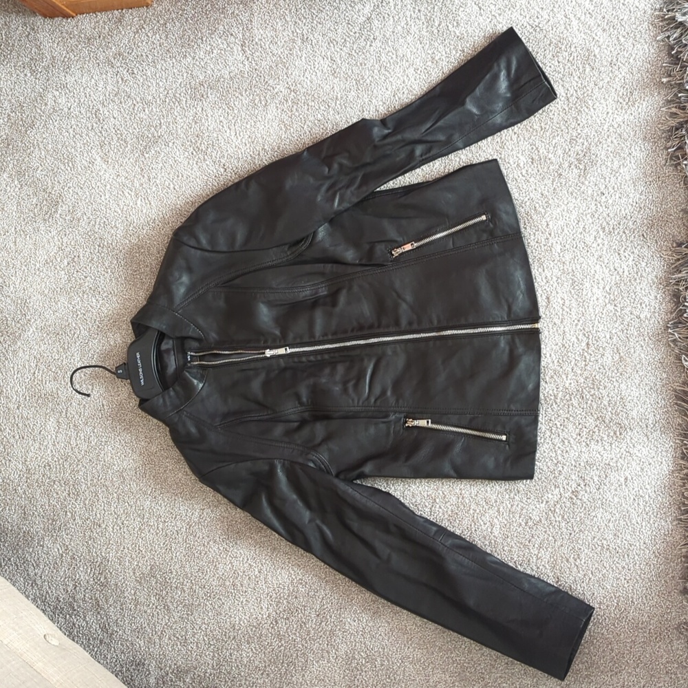 Wilson's Leather Black Leather Jacket with Silver Accents Women's S